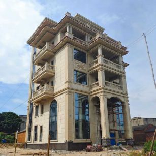 临沂 黄金麻花岗岩石材别墅外墙干挂搭配（雕花栏杆花瓶柱门楼罗马柱）