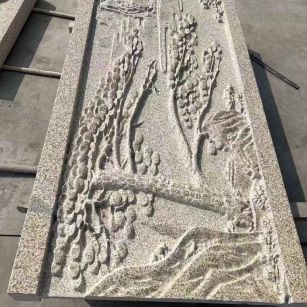 临沂 黄金麻雕刻板浮雕迎客松