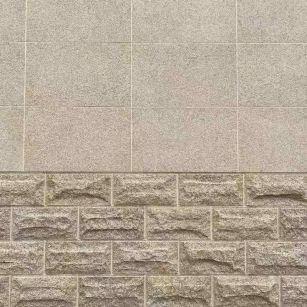 临沂 黄金麻自然面蘑菇石配荔枝面干挂