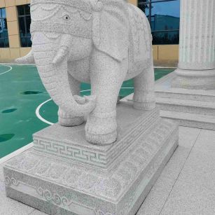 临沂 白麻花岗岩动物异形石雕-大象
