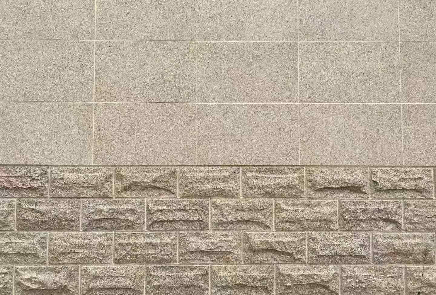 临沂 黄金麻自然面蘑菇石配荔枝面干挂